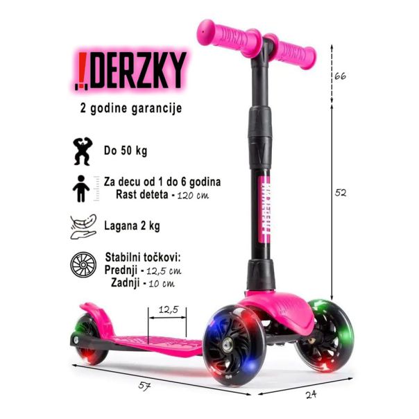 DERZKY Trotinet Baby 1-5 godina roza - 003-0-19-59-I