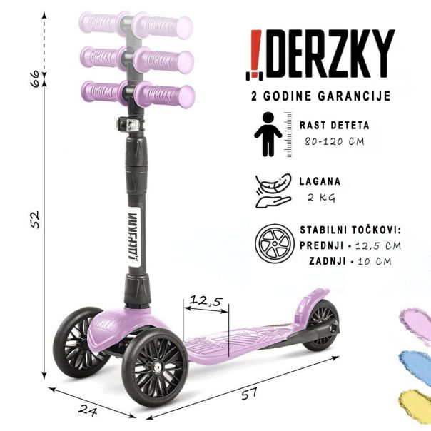 DERZKY Trotinet Baby Style 1-5 godina pastelno roza - 003-1-19-212-I