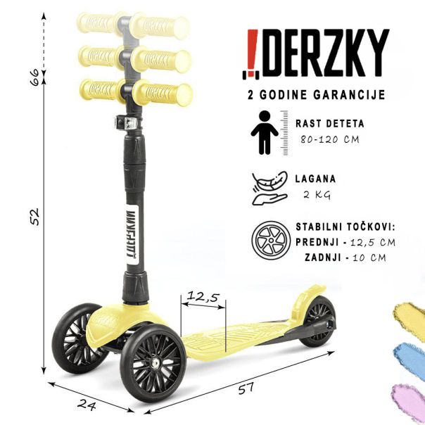 DERZKY Trotinet Baby Style 1-5 godina pastelno zuta - 003-1-19-216-I