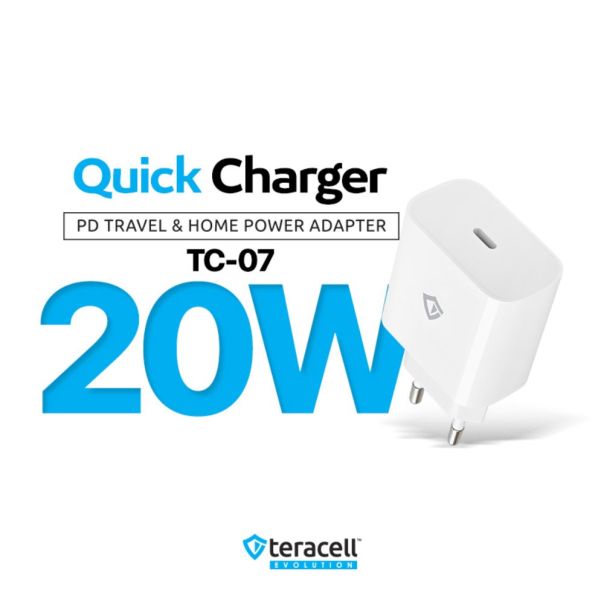 Kucni punjac Teracell Evolution TC-07 PD Fast charging 20W sa PD iPhone lightning kablom beli CE - 223681