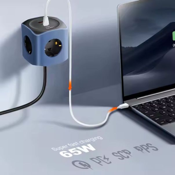 Produzni kabl LDNIO SE3338, 3 uticnice, USB, 2xPD, 6u1, GAN, 65W total power - 224830