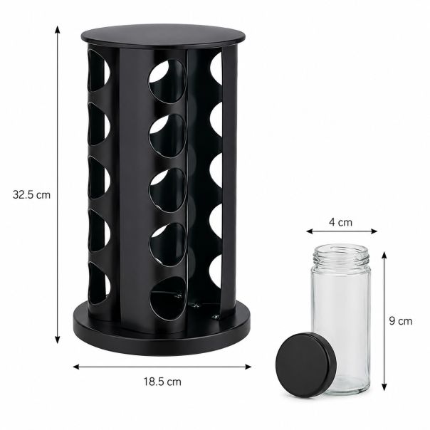 Organizator za začine sa 20 teglica, rotacioni 360°, crni - EP3213904