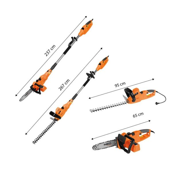 NEO TOOLS Set električnih alata - testera, trimer i makaze za živu ogradu 04-634 - EP2976153