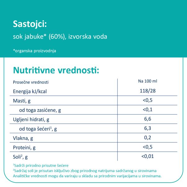 Fleur Alpine organski sokić sa vodom od jabuke, 8m+, 200ml - EP3178062