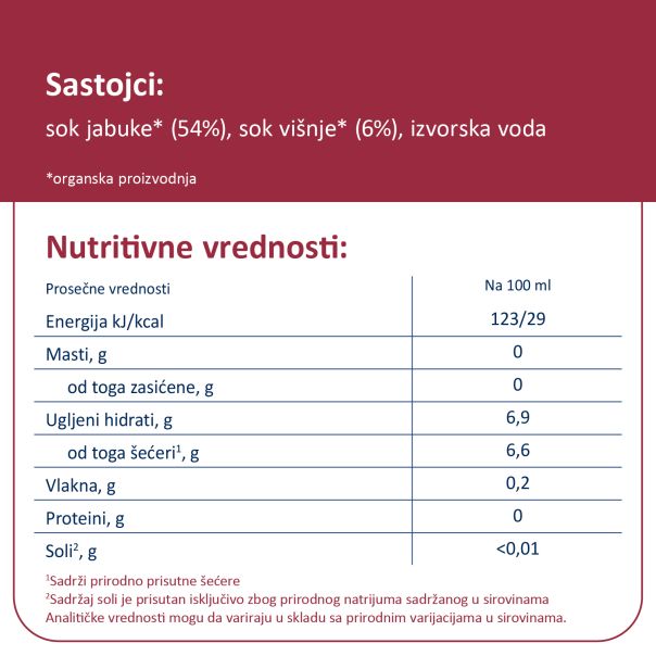 Fleur Alpine organski sokić sa vodom od višnje I jabuke, 8m+, 200ml - EP3177972