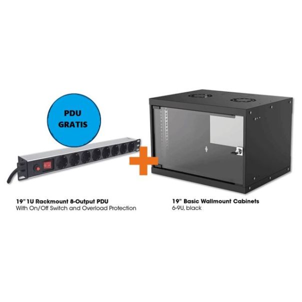 Intellinet 19'' Zidni orman 9U/400mm + PDU 8-Output, crni - 0537111