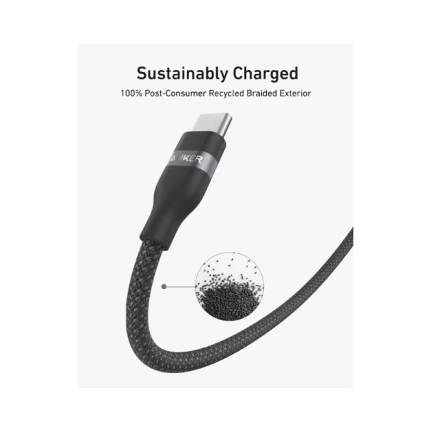 ANKER USB tip-C kabl M/M 0.9m, za Super brzo punjenje 240W/480Mbps, pleteni, crni - EP3262835