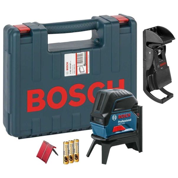 BOSCH Kombinovani laser 15m sa dve linije i dve tačke GCL 2-15, magnetni nosač sa štipaljkom, kofer - 0601066E02