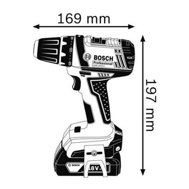 BOSCH GSR 18-2-LI Akumulatorska bušilica-odvrtač, 2x1.5Ah, L-Boxx kofer - 06019B7300