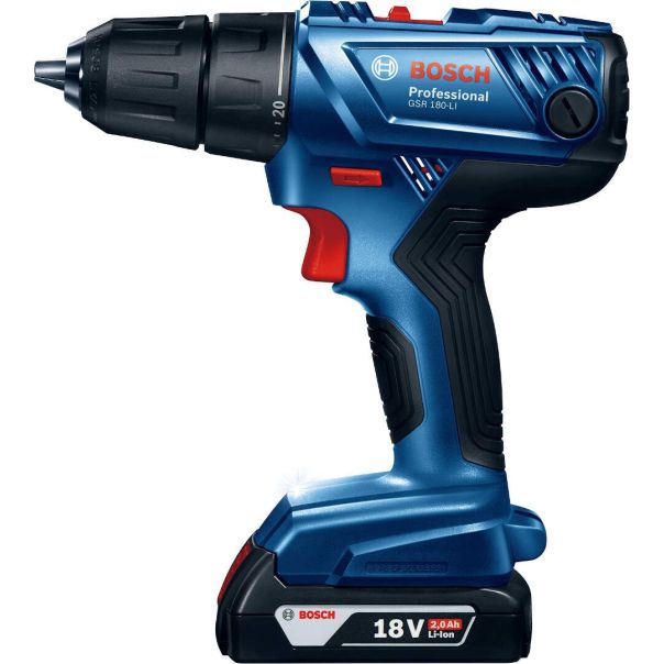BOSCH Akumulatorska bušilica - odvrtač GSR 180-Li, 18V, 2x2,0Ah u koferu + 23-delni set pribora - 06019F810A