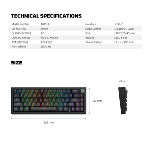 Tastatura Mehanicka Gaming Fantech MK614 Atom x66 Retro bez (ice apricot switch) - EP3093830