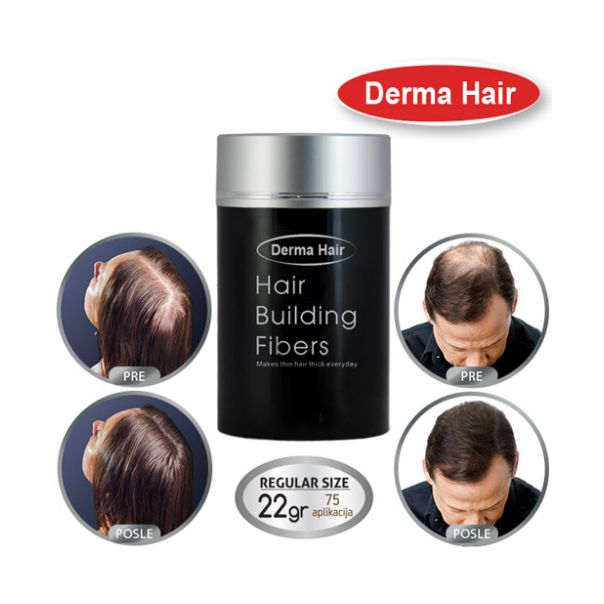 DERMA HAIR Fiber za kosu 22gr Crni - MedSan562