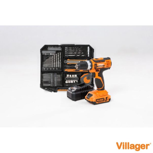 VILLAGER Aku bušilica set u koferu VLN 3220 + baterija 2.0Ah + punjač 2,4A + 74 nastavka - EP2975168