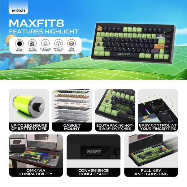 Tastatura Mehanicka Gaming Fantech MK921 Maxfit 8 Wireless ONE PIECE - ZORO (white switch) - EP3094892