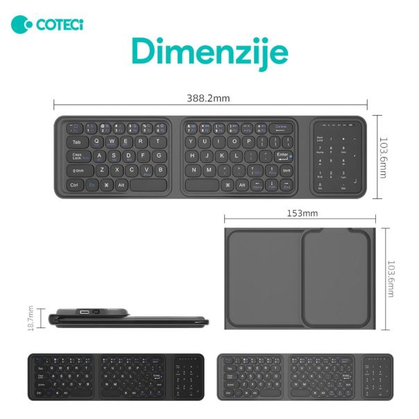 Tastatura Coteci 65 Fold crna - EP2754294
