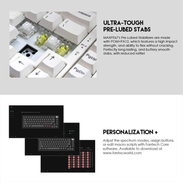 FANTECH Gejmerska mehanička tastatura MK858 MAXFIT67 CRNA (BELI SWITCH) - FT201035