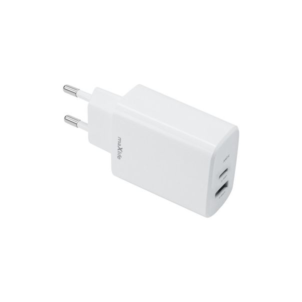 MAXLIFE punjač, 30W sa USB-A i USB-C ulazom, bela - OEM0101404
