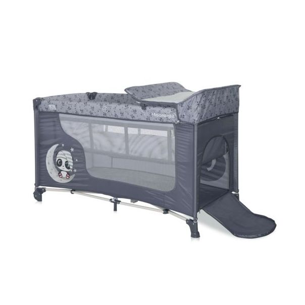LORELLI Prenosivi krevetić Moonlight 2 nivoa - Cool Grey Pandas (2023)