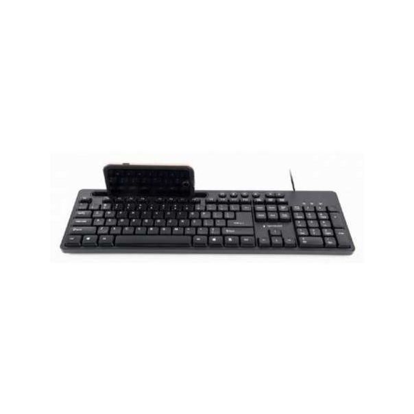 GEMBIRD KB-UM-108 Multimedijalna tastatura US layout black USB sa drzacem za telefon - 101316