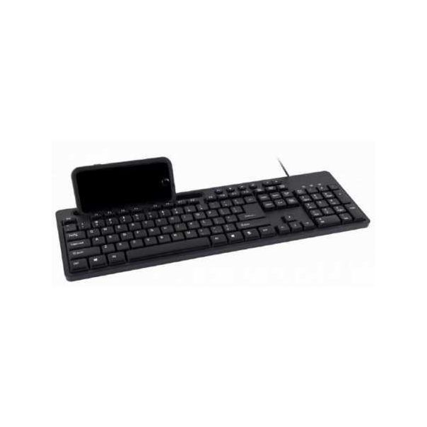 GEMBIRD KB-UM-108 Multimedijalna tastatura US layout black USB sa drzacem za telefon - 101316