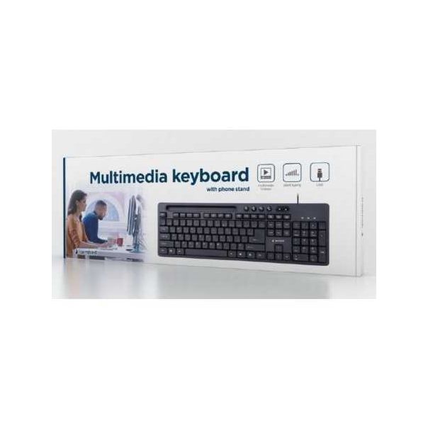 GEMBIRD KB-UM-108 Multimedijalna tastatura US layout black USB sa drzacem za telefon - 101316