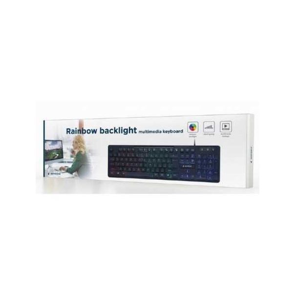 GEMBIRD KB-UML-02 Rainbow multimedijalna tastatura sa pozadinskim osvetljenjem, US layout USB - 101324
