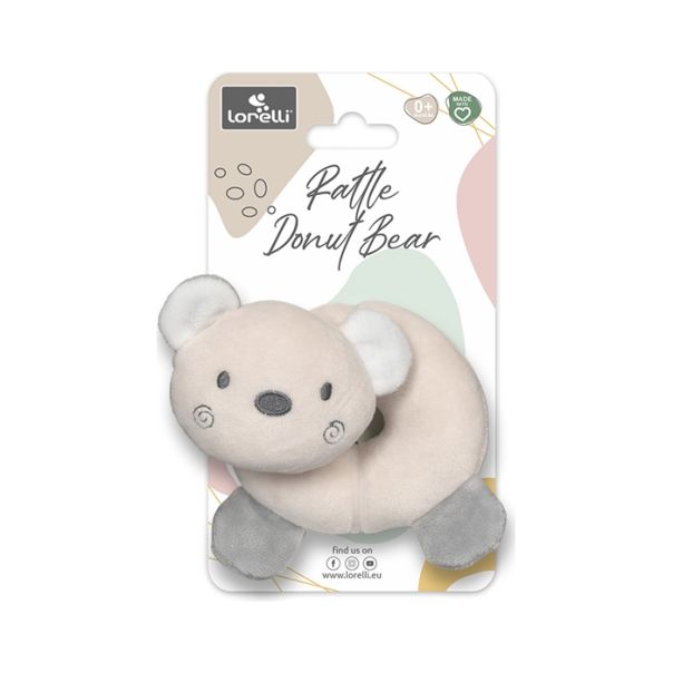 LORELLI Plišana igračka - zvečka krofna Medved, bež - 10191340008