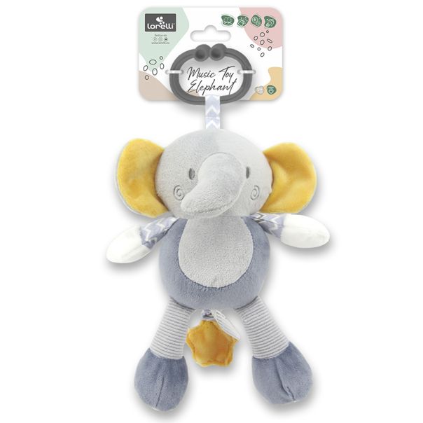 LORELLI Muzička plišana igračka za bebe Elephant, siva - 10191440010
