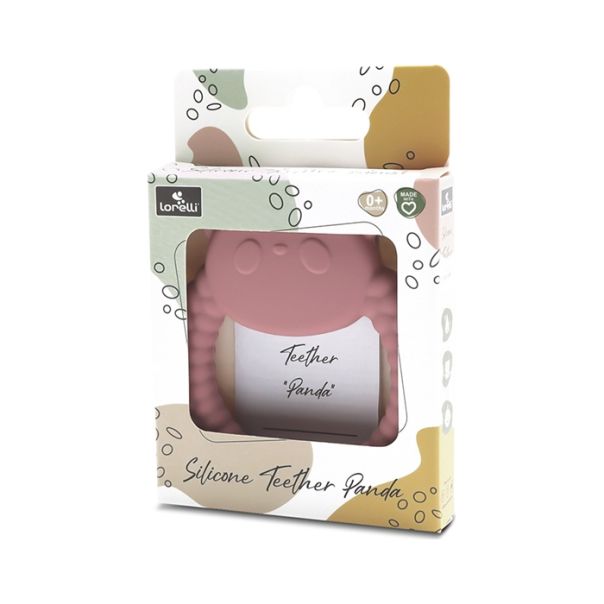 LORELLI SILIKONSKA GLODALICA ZA BEBE PANDA NATURAL - DEEP PINK - EP2740466