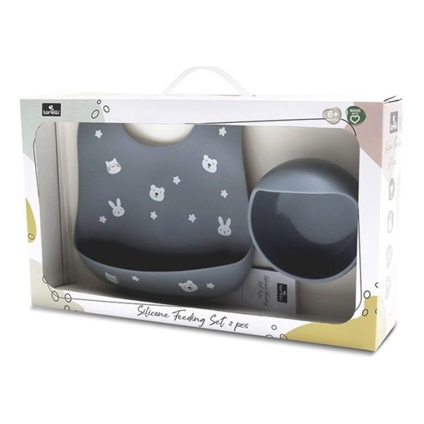 LORELLI SILIKONSKI SET ZA HRANJENJE (2kom) NATURAL - GREY - EP2739899