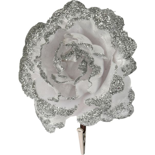 Novogodišnji Cvet ukrasni glitter beli dh8055050 - 102663
