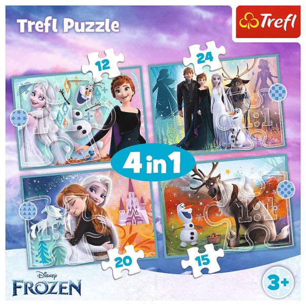 TREFL Puzzle 4u1 The Amazing World of Frozen 34381 - 12, 24, 20, 15 delova - 102820-34381