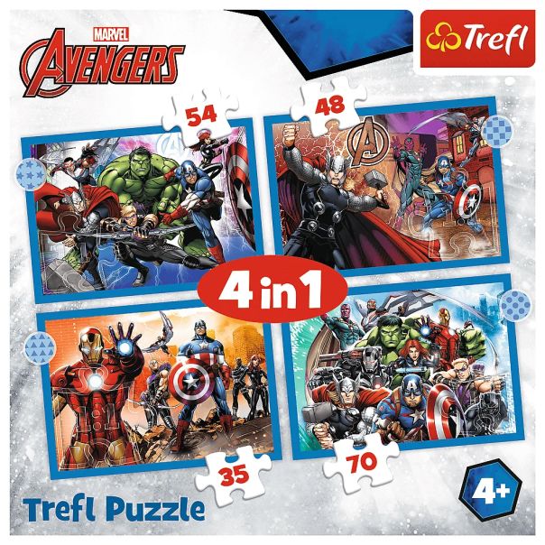 TREFL Puzzle 4u1 Brave Avengers 34386 - 54, 48, 35, 70 delova - 102821-34386