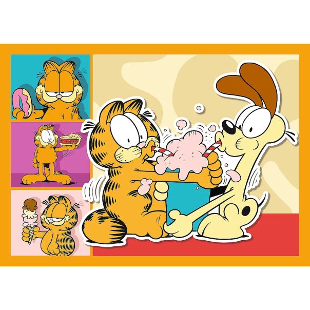 TREFL Puzzle 4u1 Garfield loves lasagna 34673 - 54, 48, 35, 70 delova - 102840-34673
