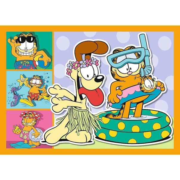 TREFL Puzzle 4u1 Garfield loves lasagna 34673 - 54, 48, 35, 70 delova - 102840-34673