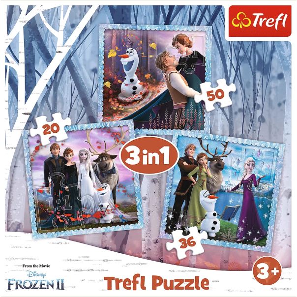 TREFL Puzzle 3u1 Frozen magical story  34853 - 50, 20, 36 delova - 102859-34853