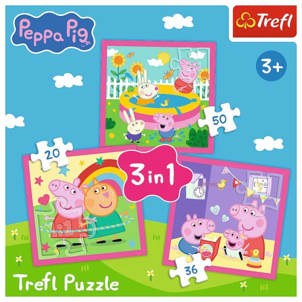 TREFL Puzzle 3u1 Peppa and friends 34873 - 50, 20, 36 delova - 102869-34873