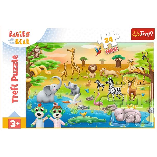 TREFL Puzzle maxi Bebe divlje životinje i medvedići - 24 dela - 103223-14373