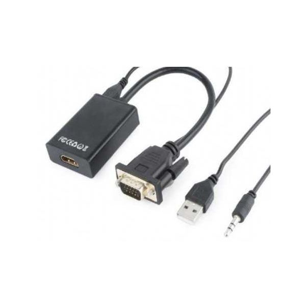 GEMBIRD A-VGA-HDMI-01 VGA to HDMI and audio cable, single port, black WITH AUDIO - 103880