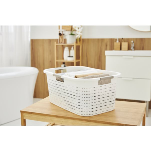 ROTHO Korpa za veš 40L Country, bela - RLC40W