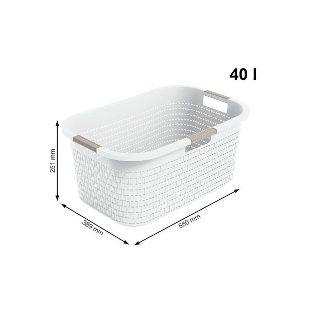 ROTHO Korpa za veš 40L Country, bela - RLC40W