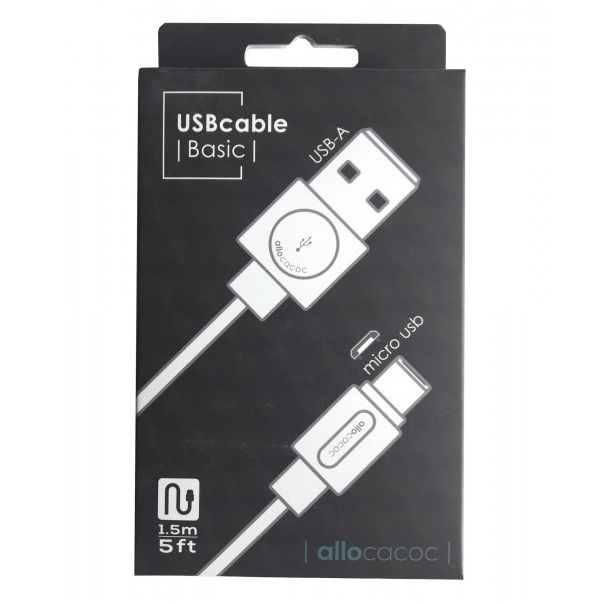 ALLOCACOC DESIGNNEST Flat micro usb kabl 10452WT/USBMBC, beli - 10452WT-USBMBC