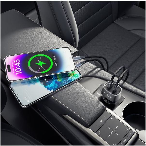 CELLY Auto punjač 65W sa USB-C i USB-A portovima - CC1USBC1USBA65W