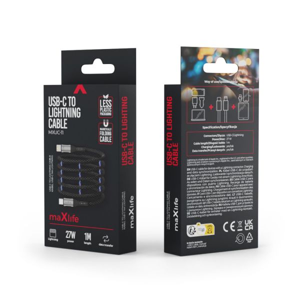 MAXLIFE magnetni kabl sa brzim punjenjem USB-C na Lightning od 27W - OEM0101403