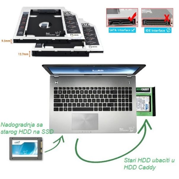 Fioka za hard disk za laptop 9.5MM - HDD02136