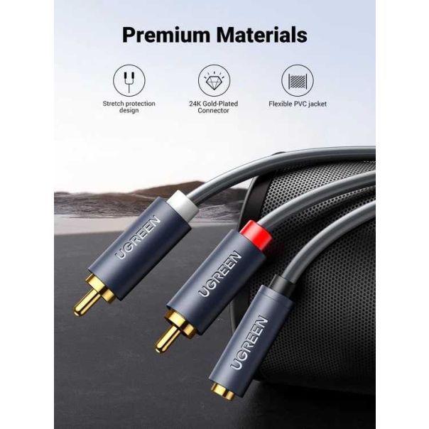 UGREEN Audio kabl AV102 3.5mm na 2 RCA F/M 1m - 10588