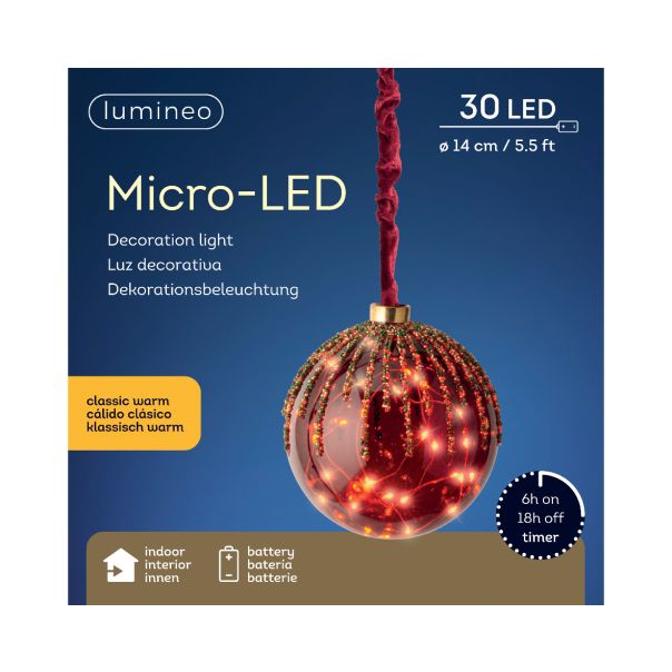 Novogodišnja Kugla  sa led svetlom 14 cm crvena 486305 - 107273