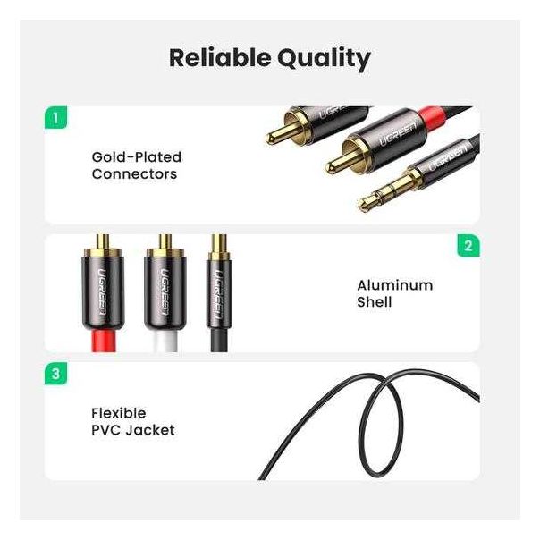 UGREEN Audio kabl AV102 3.5mm M. na 2RCA M 1m - 10772-1
