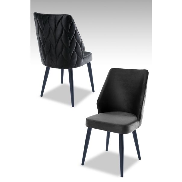HANAH HOME Set trpezarijskih stolica Pufi 4/1, antracit/crna - 107BCK1191