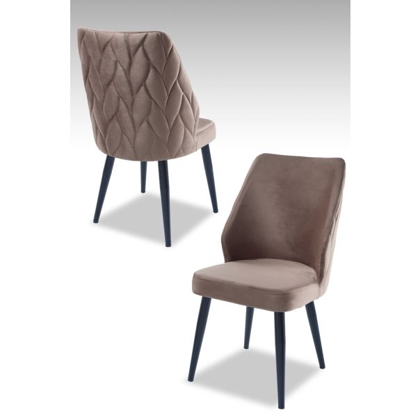 HANAH HOME Set trpezarijskih stolica Pufi 4/1, kapućino/crna - 107BCK1193